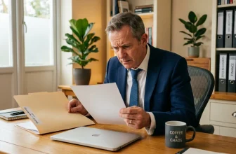 Homme en costume consultant des papiers au bureau