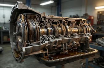 Coupe transversale d'une boîte de vitesses automatique avec engrenages visibles
